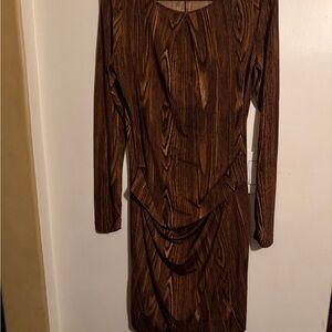 Women's Brown Woodgrain Long-Sleeve Sheath Dress BCBG